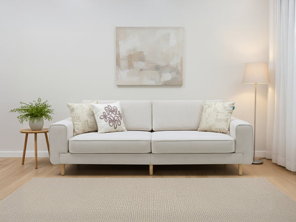 Rolivs Mokka Üçlü Koltuk – Fitilli Kadife – Taş Orkide | Modern, Yumuşak ve Konforlu