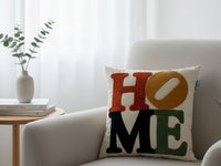Homiya- Home Yazılı Renkli Punch Kırlent (NK 2671) 47x47cm