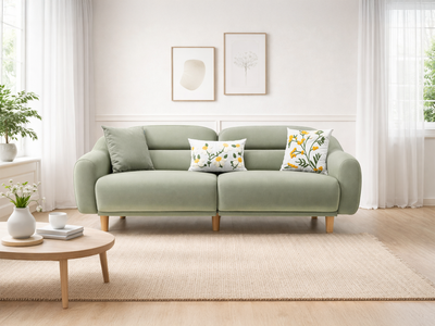 Stella Üçlü Koltuk Kadife Çağla Yeşili