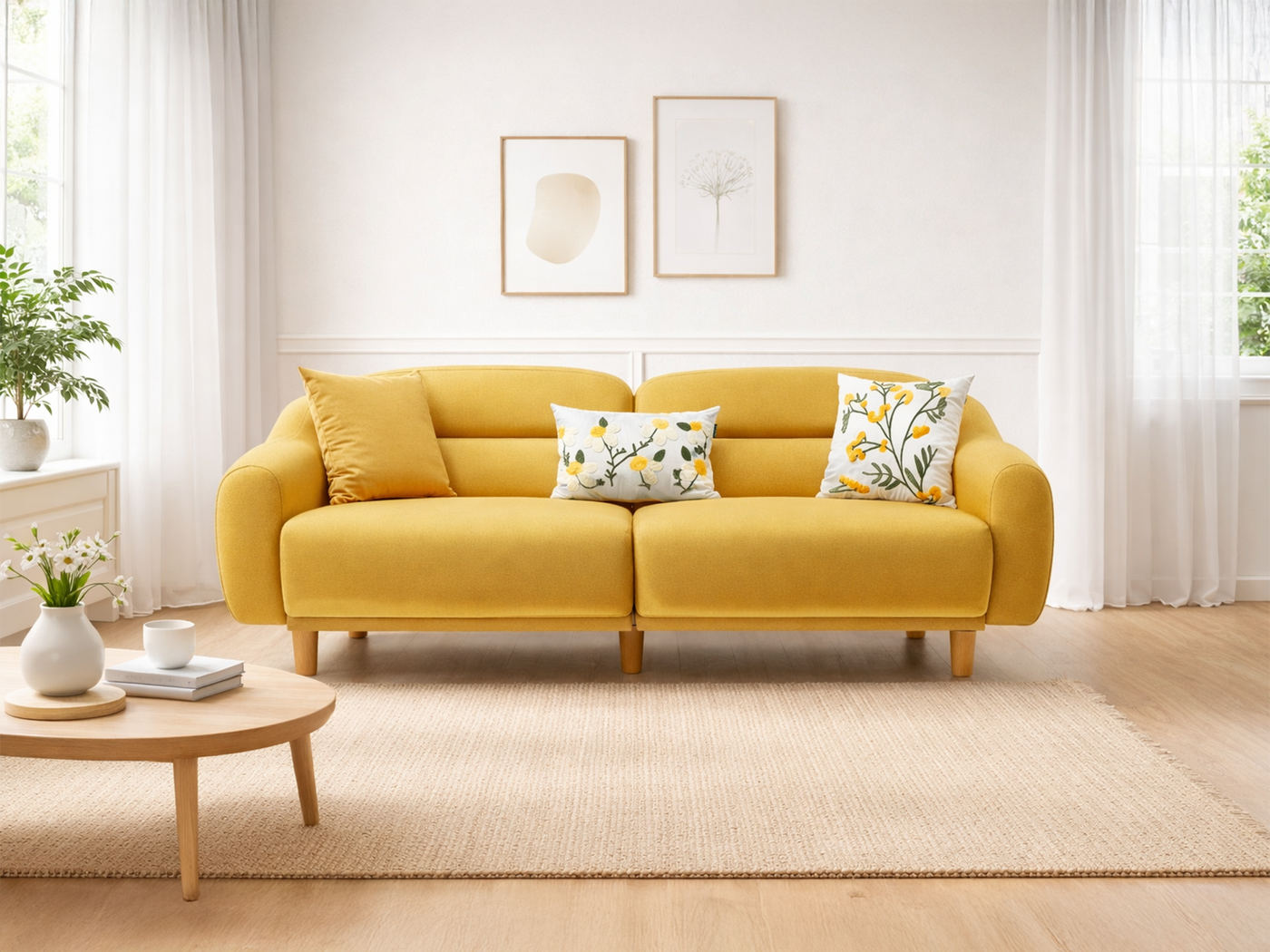 Stella Üçlü Koltuk Kadife Zerdeçal