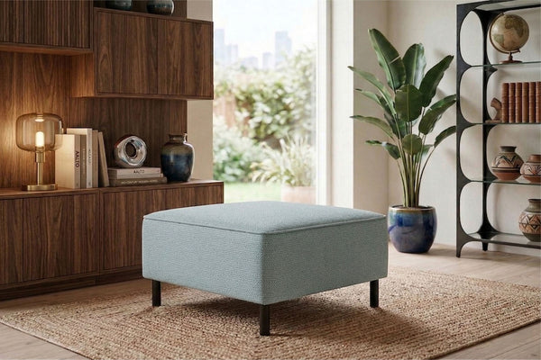 Rolivs Bukle Puf - Aqua | Yumuşak Dokulu, Modern ve Dekoratif Oturma Pufu