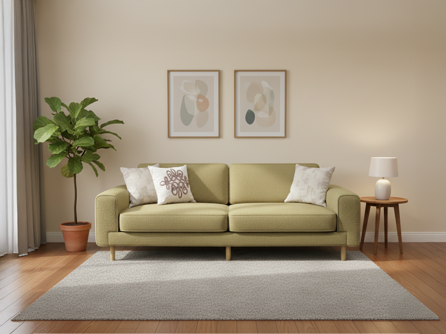 Rolivs Mokka Üçlü Koltuk – Bukle – Sahra | Minimal ve Modern Tasarım