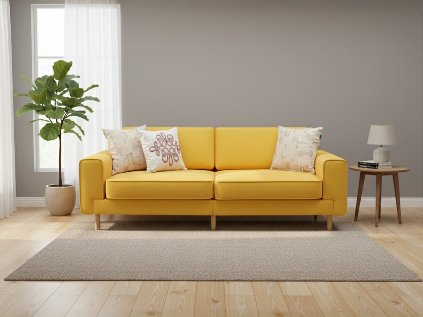 Mokka Üçlü Koltuk - Doğal Doku - Zen Beyazı