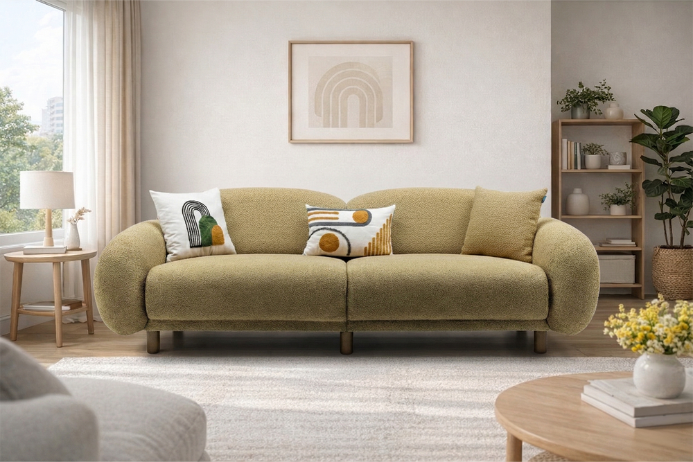 Rolivs Bonita Üçlü Koltuk | 230 x 90 cm | Bukle Kumaş – Sahra