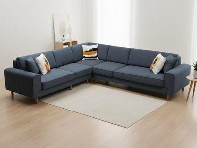 Mokka Puzzle Köşe - Doğal Doku - Lacivert Taş