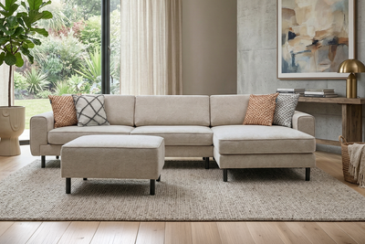 Rolivs Mokka Mini Köşe Koltuk – Doğal Doku – Bohem Gri | Modern ve Minimal Tasarım