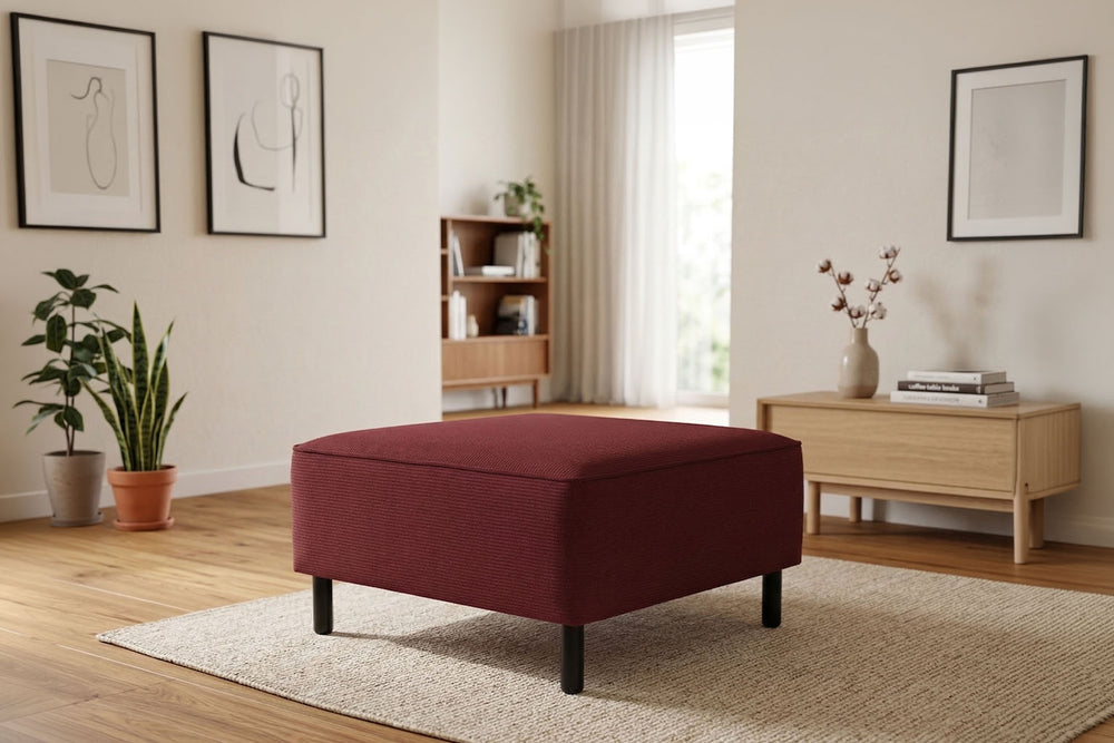 Rolivs Puf | 80 x 80 cm | Fitilli Kadife - Nar Çiçeği