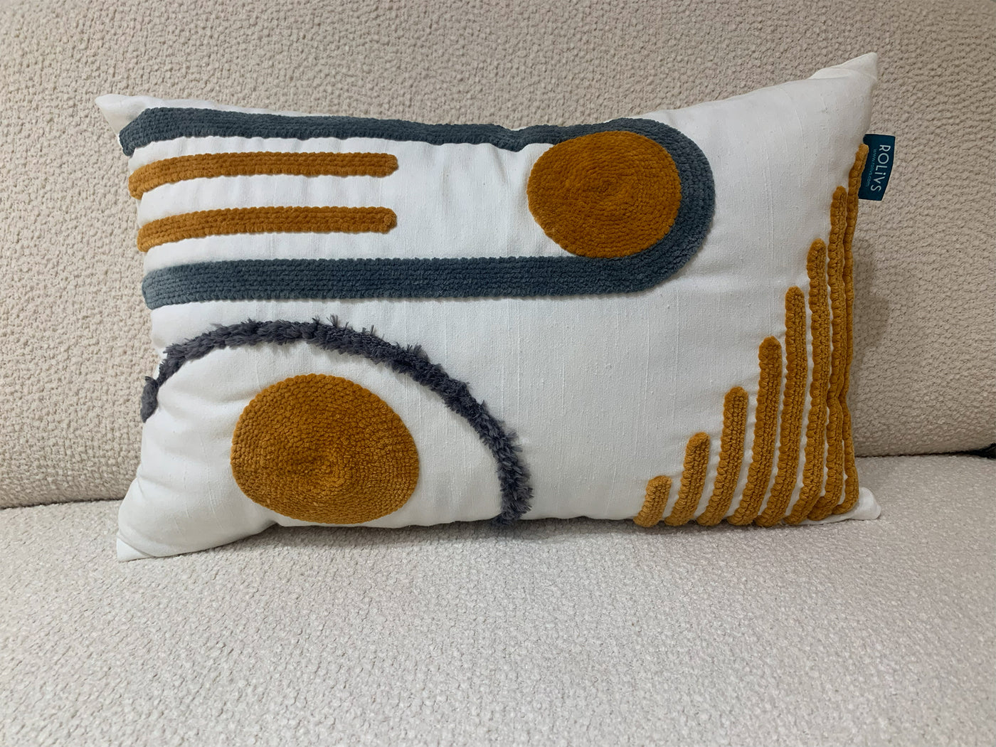 Rolivs Toprak İzi Kırlent 30x50 cm | Bohem Dokulu Dekoratif Yastık NK1525