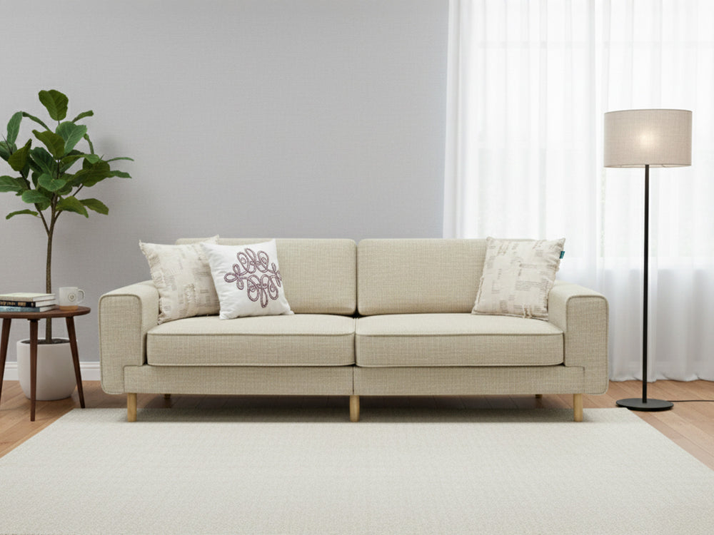 Rolivs Mokka Üçlü Koltuk | 220 x 90 cm | Doğal Doku - Bohem Gri