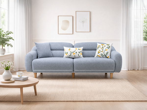 Rolivs Stella Üçlü Koltuk – Bukle Kumaş - Aqua | Geniş Oturum, Yumuşak ve Modern Tasarım