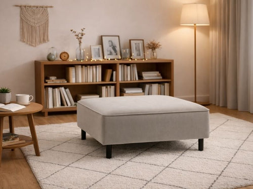 Kadife Kumaş Puf - Ay Taşı Gri