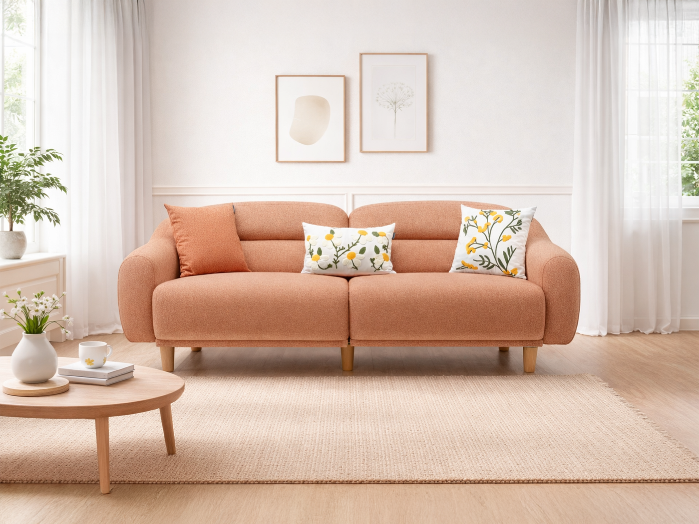 Stella Üçlü Koltuk Bukle Tarçın