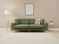 Mokka Üçlü Koltuk - Kadife - Bazalt Yeşili