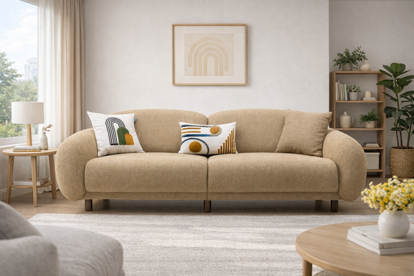 Rolivs Bonita Üçlü Koltuk – Bukle Kumaş – Baltaşı | Modern, Geniş Oturum, Yumuşak Konfor