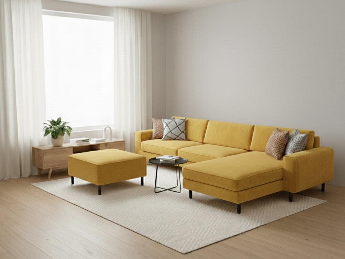 Mokka Mini Köşe - Kadife - Zerdeçal