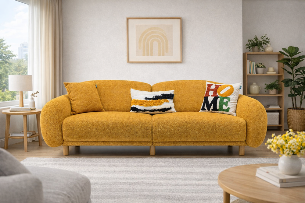 Rolivs Bonita Üçlü Koltuk | 230x90 cm | Bukle Kumaş – Retrokil