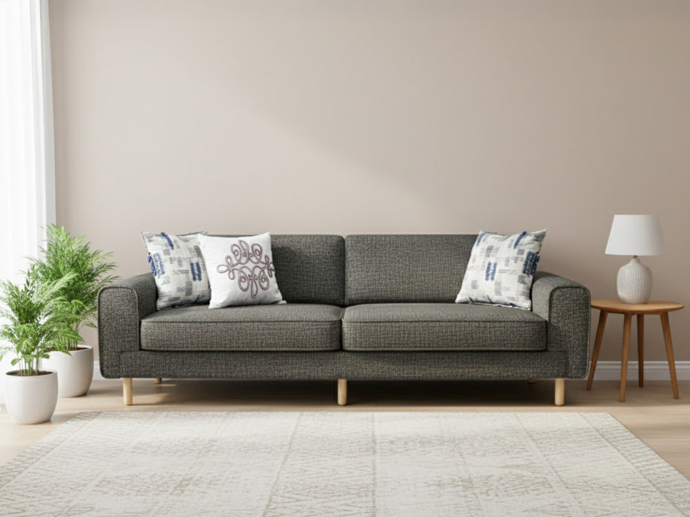 Rolivs Mokka Üçlü Koltuk | 220 x 90 cm | Doğal Doku - Bazalt