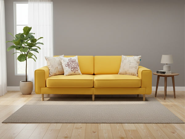 Rolivs Mokka Üçlü Koltuk – Kadife – Zerdeçal | Canlı, Modern ve Konforlu