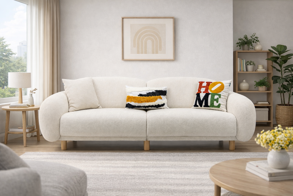 Rolivs Bonita Üçlü Koltuk | 230 x 90 cm | Bukle Kumaş – Pamuksis
