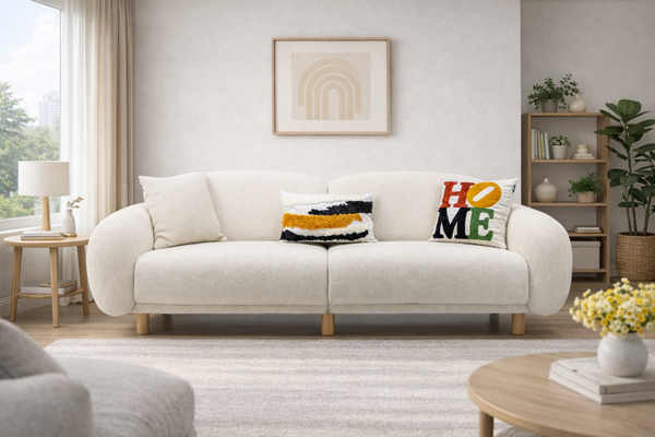 Rolivs Bonita Üçlü Koltuk – Bukle Kumaş – Pamuksis | Modern, Geniş Oturum, Yumuşak Konfor