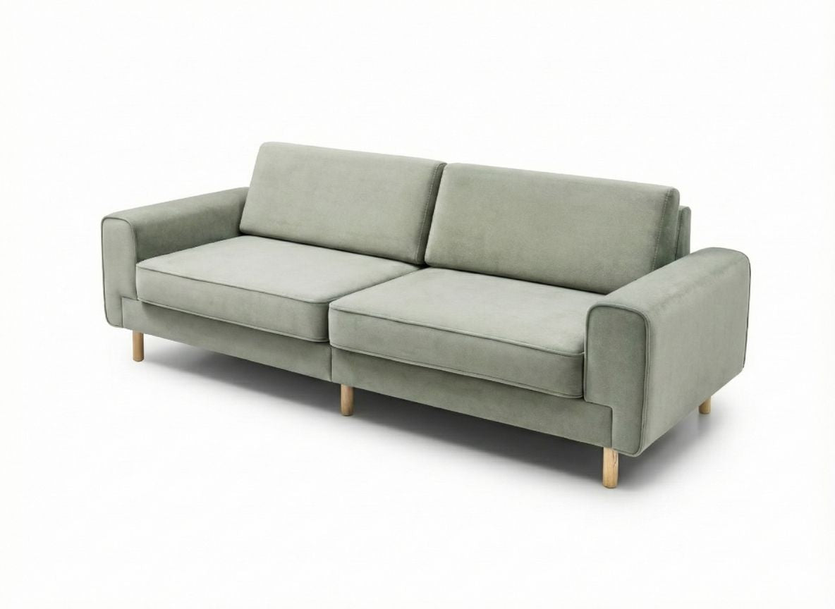 Mokka Üçlü Koltuk - Kadife - Bazalt Yeşili