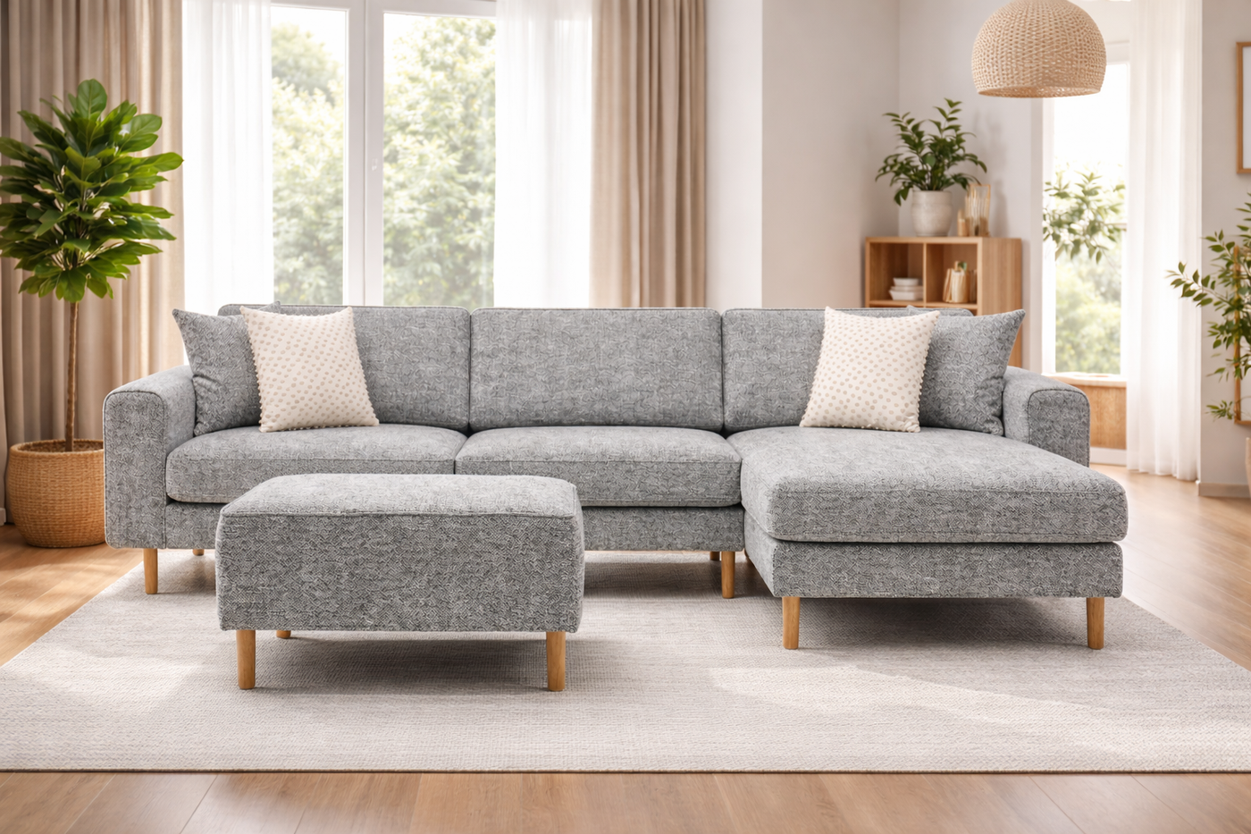 Rolivs Mokka Mini Köşe Koltuk – Doğal Doku | Minimal, Modüler, Küçük Alanlara Uygun