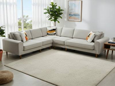 Mokka Puzzle Köşe - Kadife - Aytaşı Gri