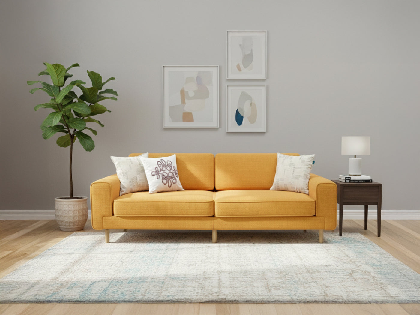 Mokka Üçlü Koltuk - Kadife - Bazalt Yeşili