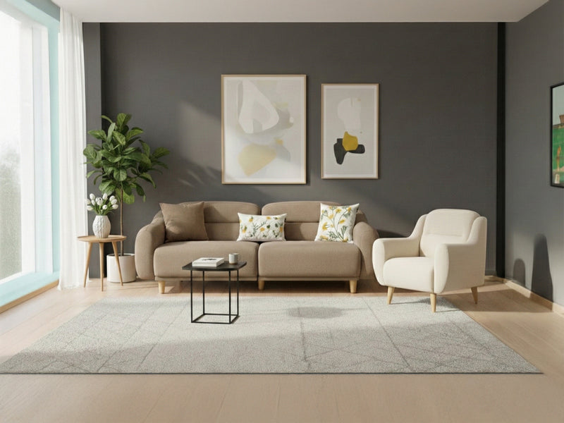 Stella 3+1 Takım - Kadife - Kahve Çekirdeği