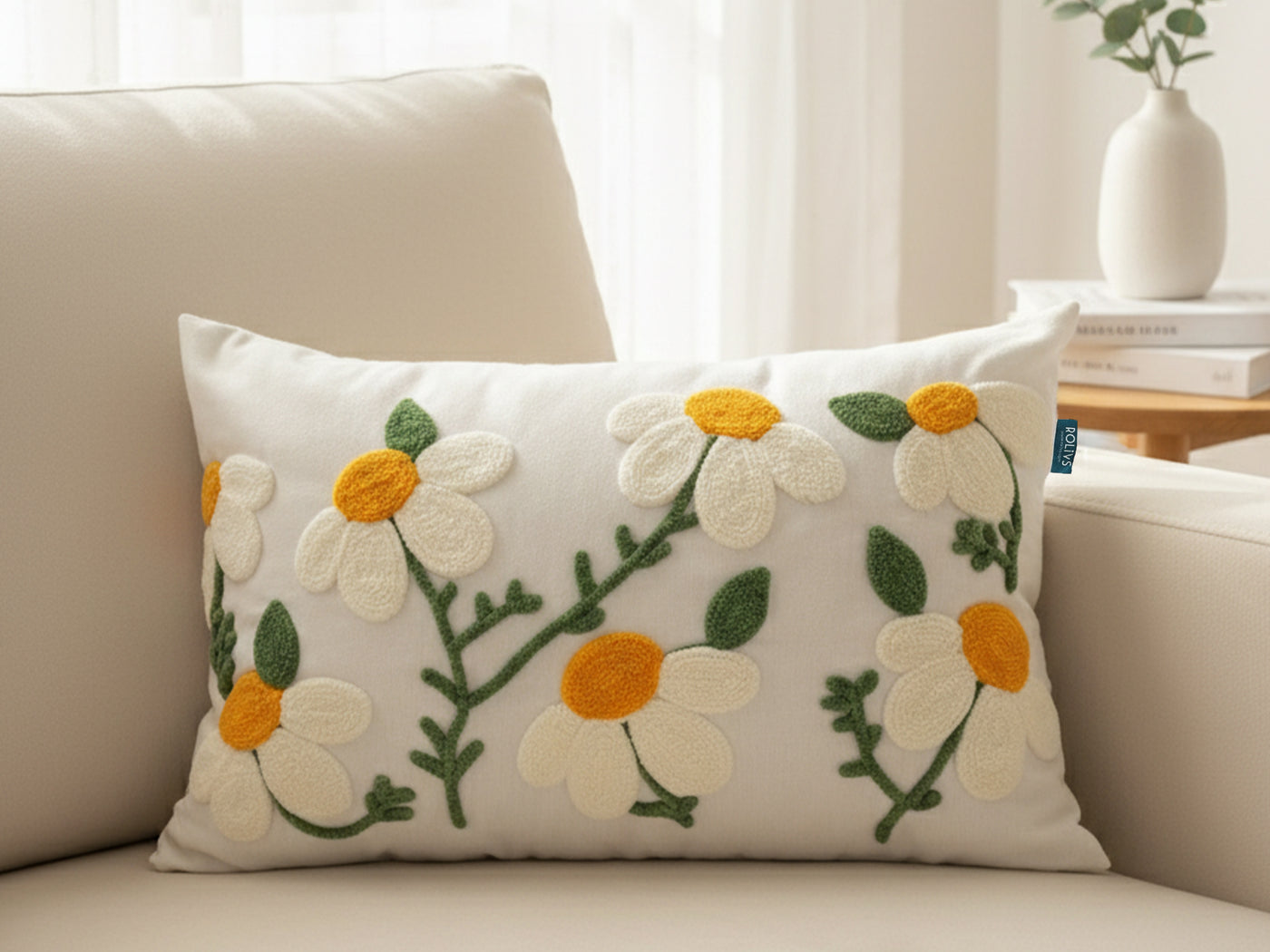 Papatya Punch Kırlent – El İşçiliği Çiçek Desenli 30x50 (NK 2669) 47x47cm