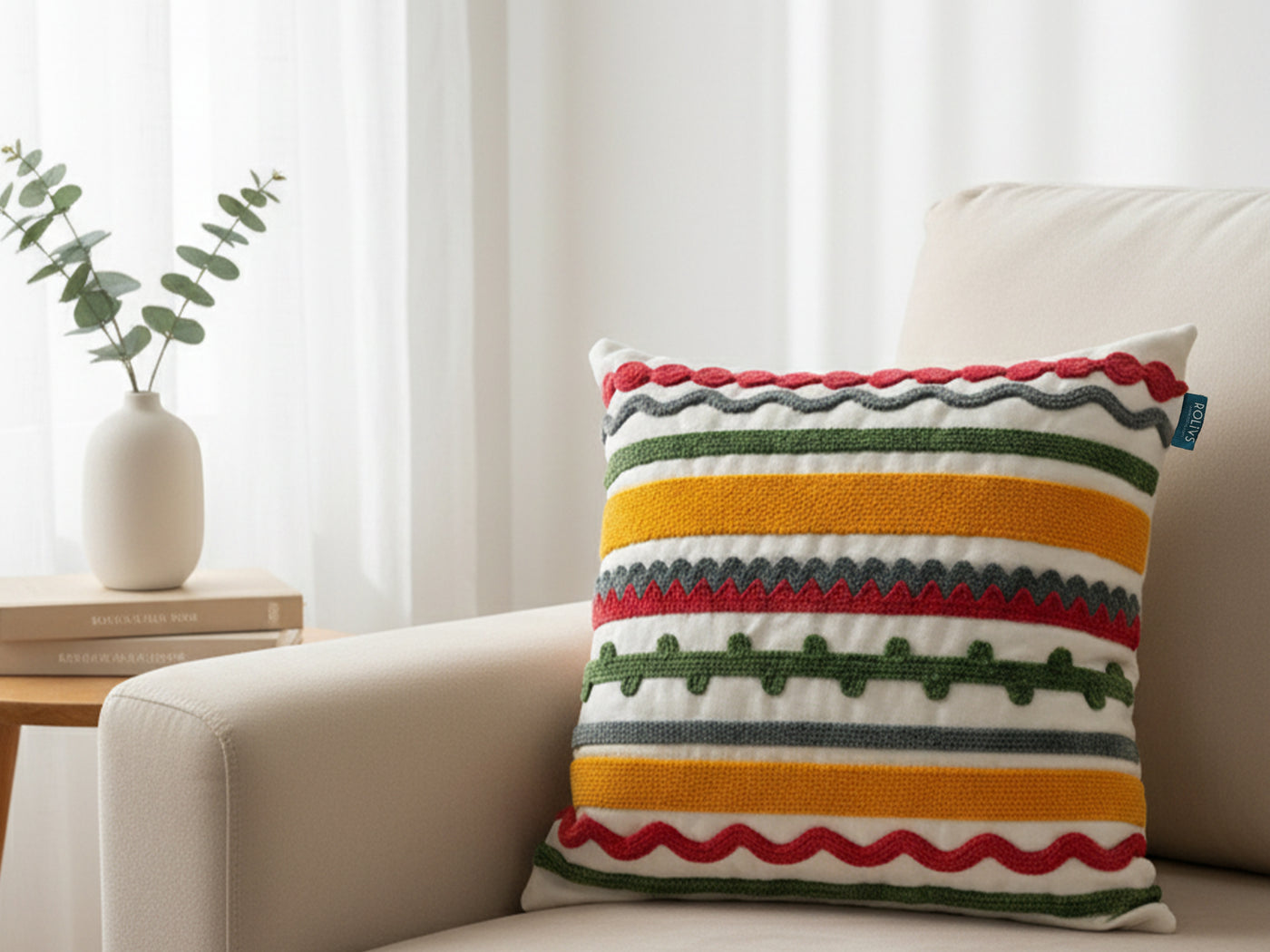 Sirius- Çizgili Çok Desenli Kırlent (NK 2360) 47x47cm