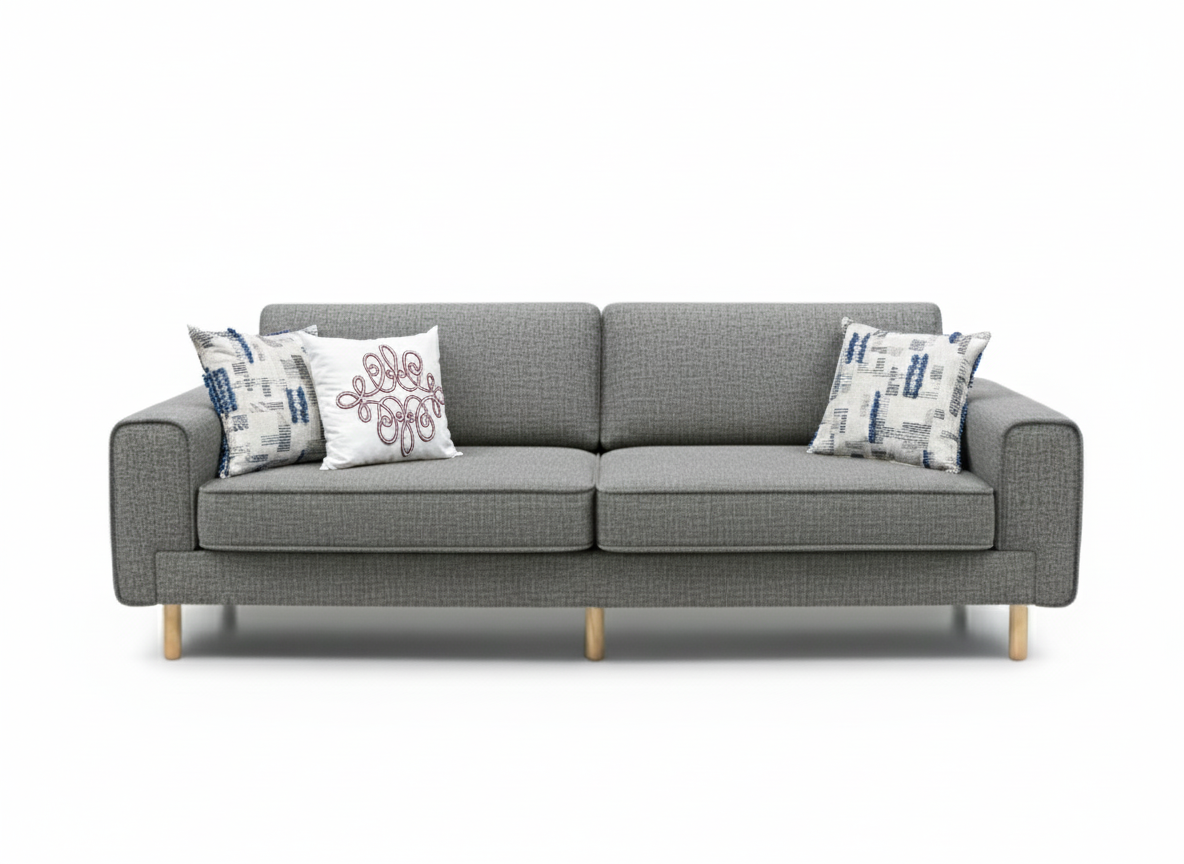 Rolivs Mokka Üçlü Koltuk | 220x 90 cm | Doğal Doku - Volkan Taşı