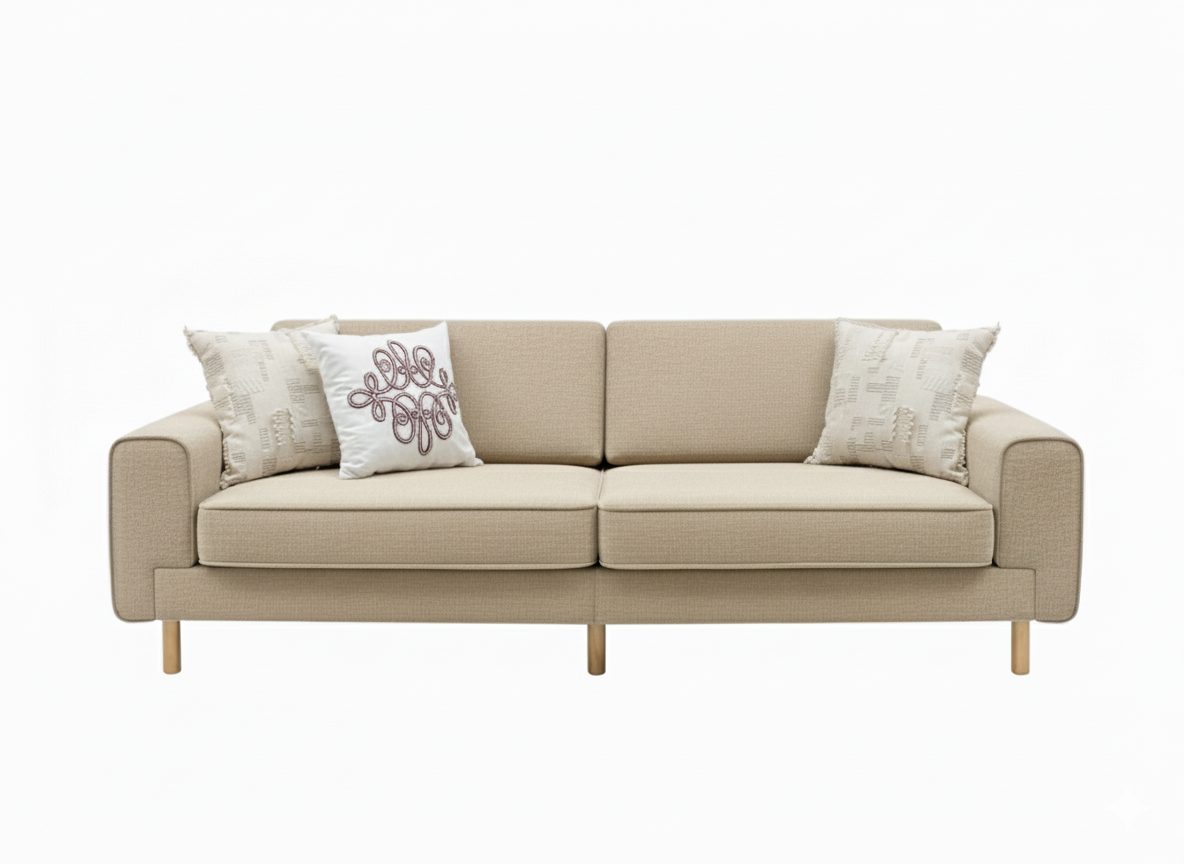Rolivs Mokka Üçlü Koltuk | 220x 90 cm | Doğal Doku - Hazel
