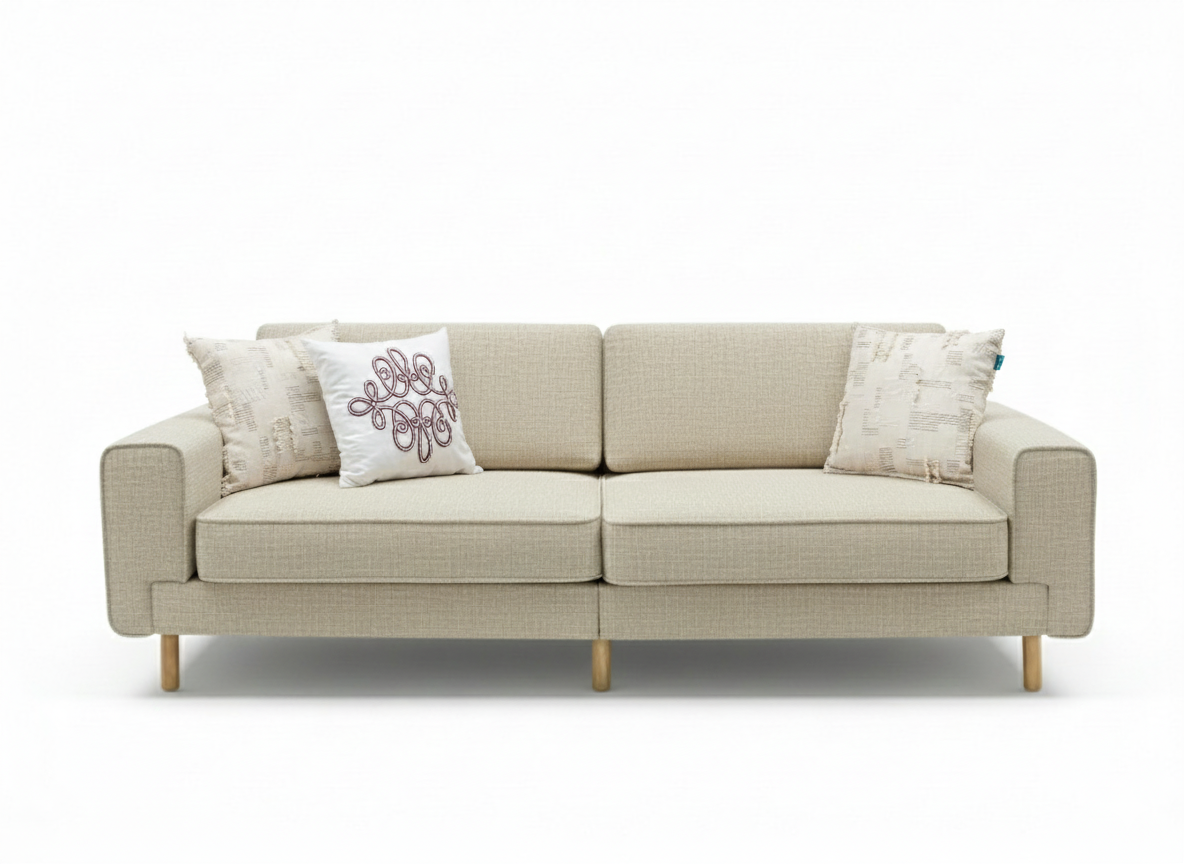 Rolivs Mokka Üçlü Koltuk | 220 x 90 cm | Doğal Doku - Bohem Gri