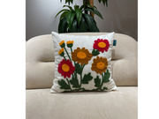 Rolivs Arelia Çiçek Bahçesi Kırlent Kılıfı 47x47 cm | Nakış Detaylı Punch Dekoratif Yastık Kılıfı
