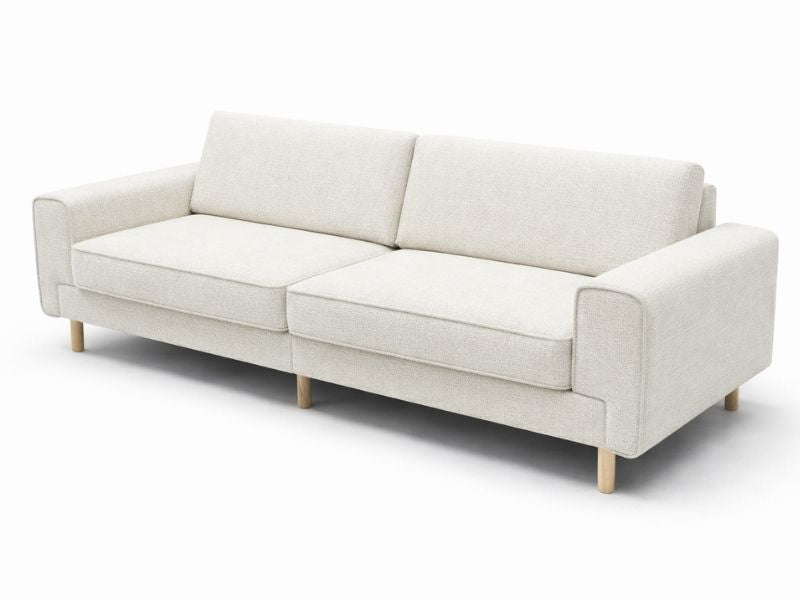 Mokka Üçlü Koltuk - Doğal Doku - Zen Beyazı