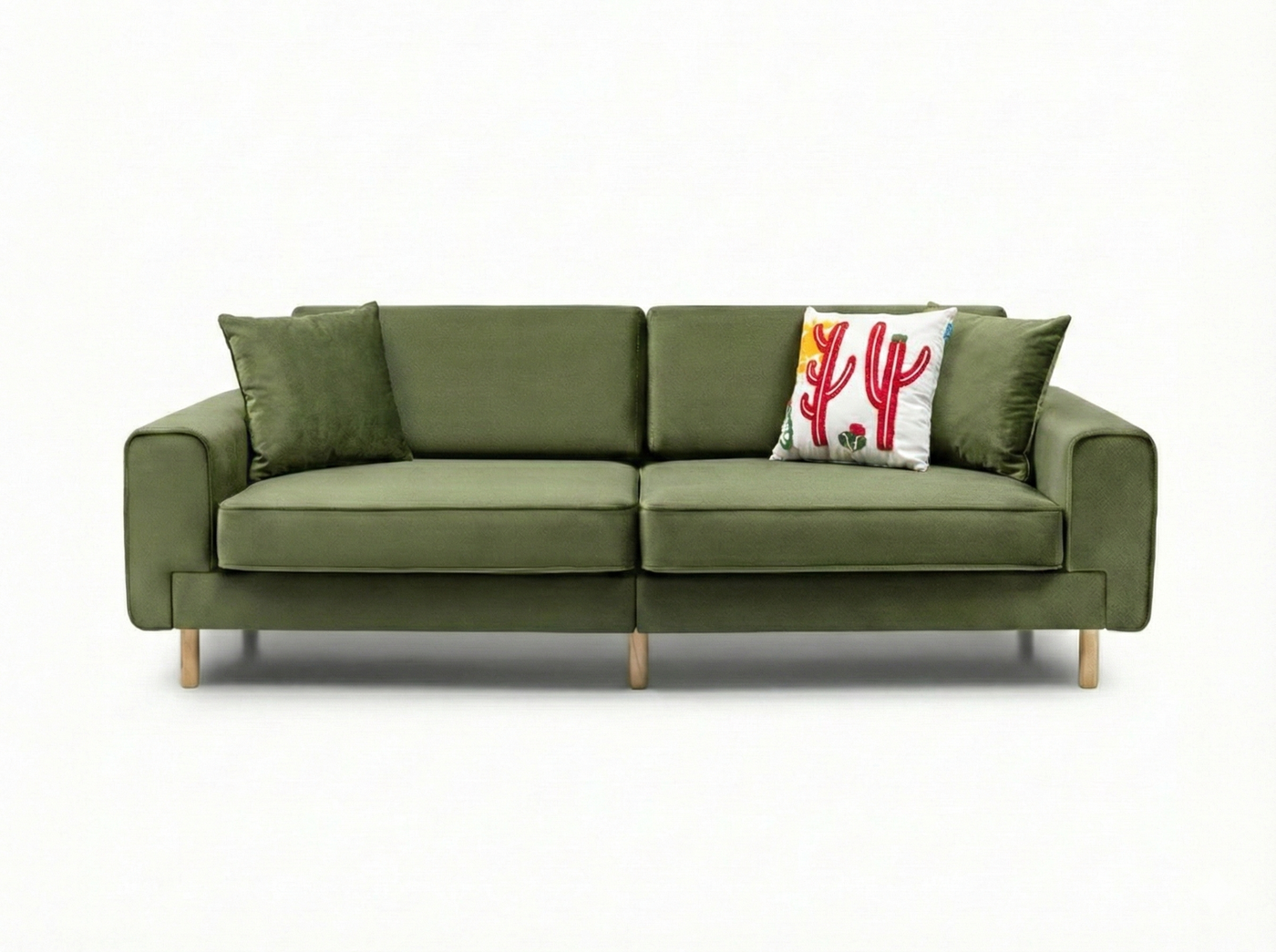 Mokka Üçlü Koltuk - Kadife - Bazalt Yeşili