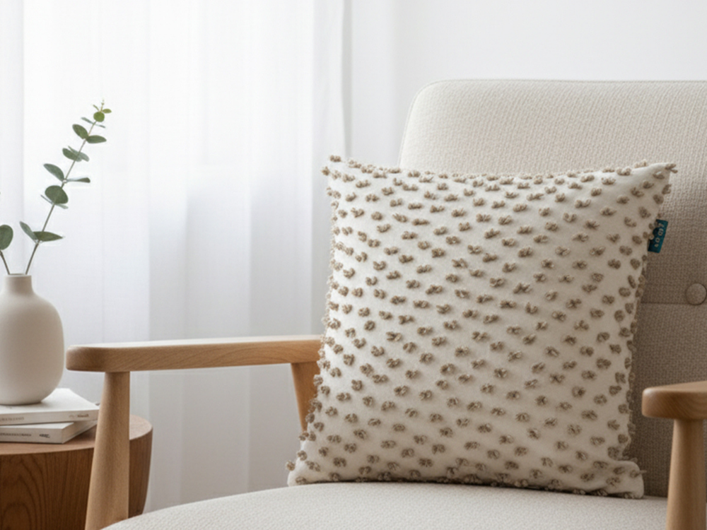 Rolivs Ambera Kırlent Kılıfı 47x47 cm | Kabartmalı Dokulu Karamel Ton Dekoratif Yastık Kılıfı