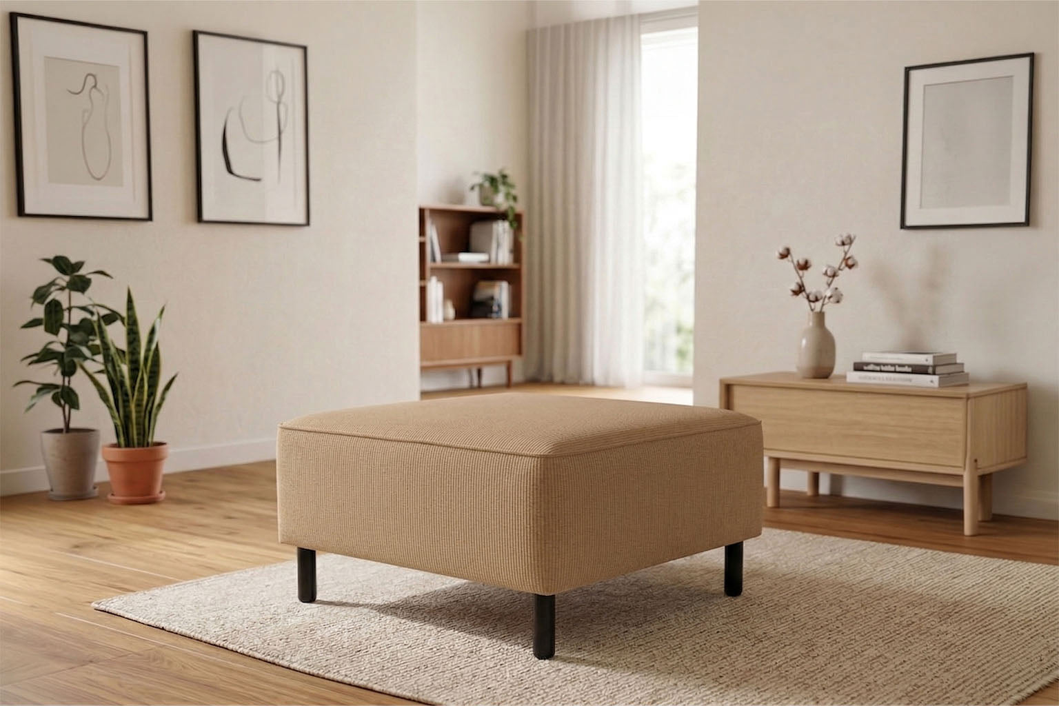 Rolivs Puf | 80 x 80 cm | Fitilli Kadife - Sedir Işıltısı