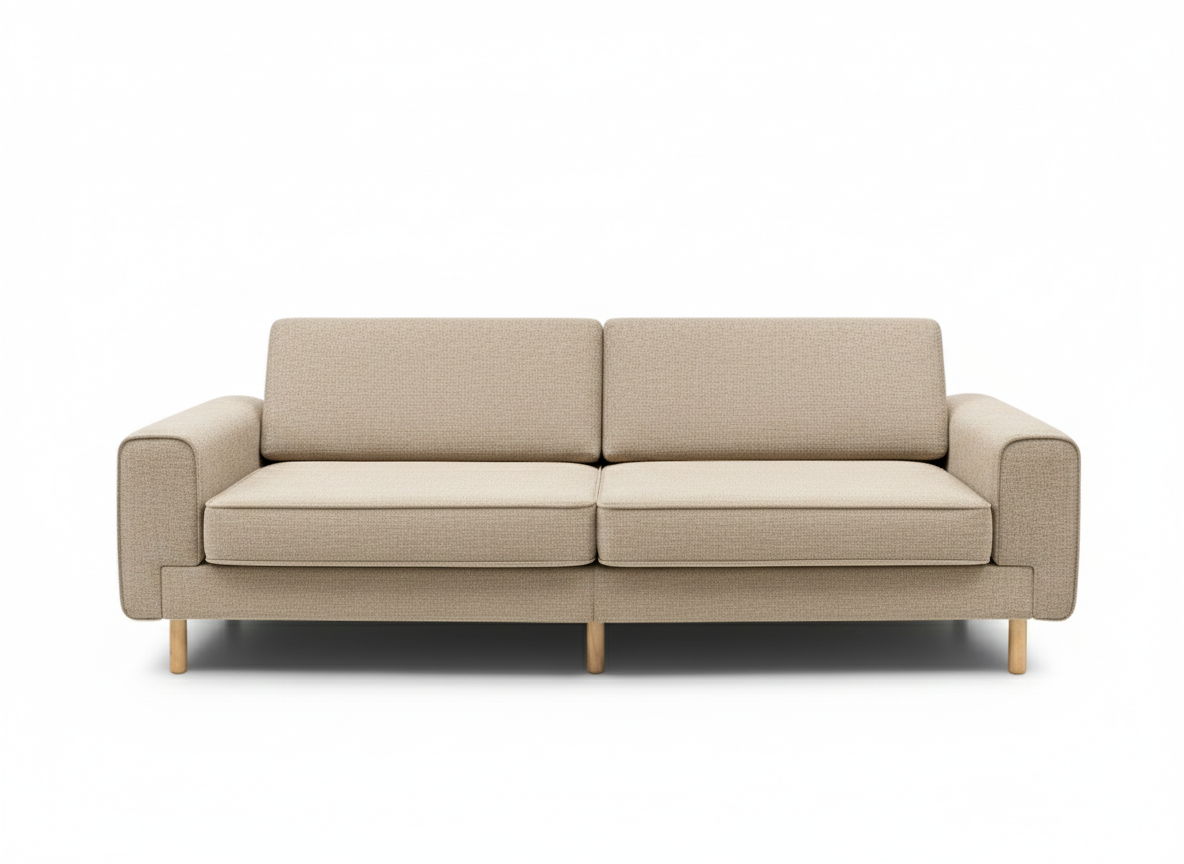 Rolivs Mokka Üçlü Koltuk | 220x 90 cm | Doğal Doku - Hazel