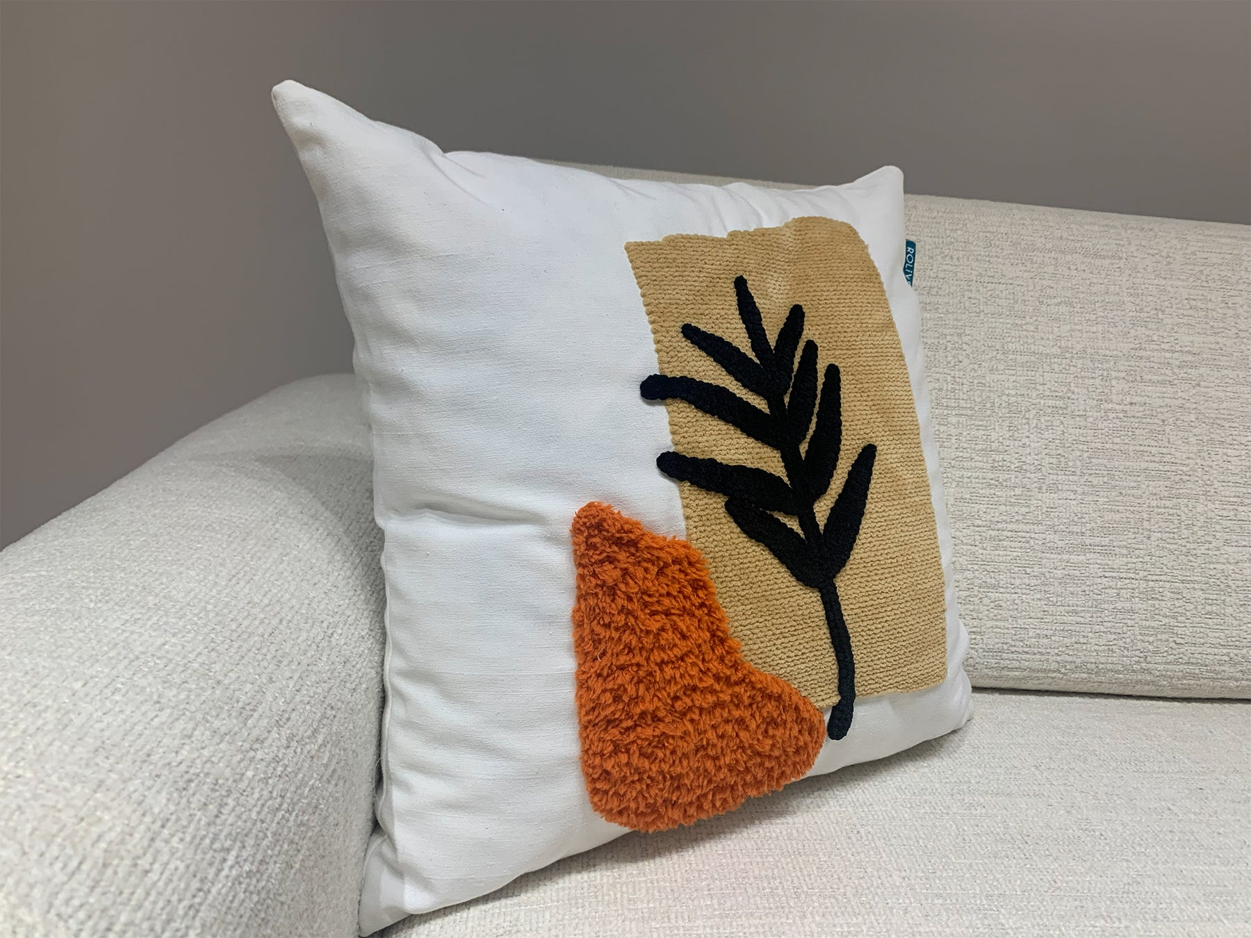 Rolivs Sessiz Yaprak Kırlent 47x47 cm | Bohem Dokulu Dekoratif Yastık NK1590