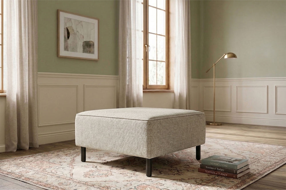 Rolivs Puf | 80 x 80 cm | Doğal Doku  – Bohem Gri