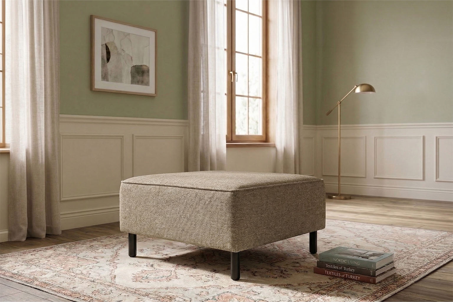 Rolivs Puf | 80 x 80 cm | Doğal Doku – Hazel