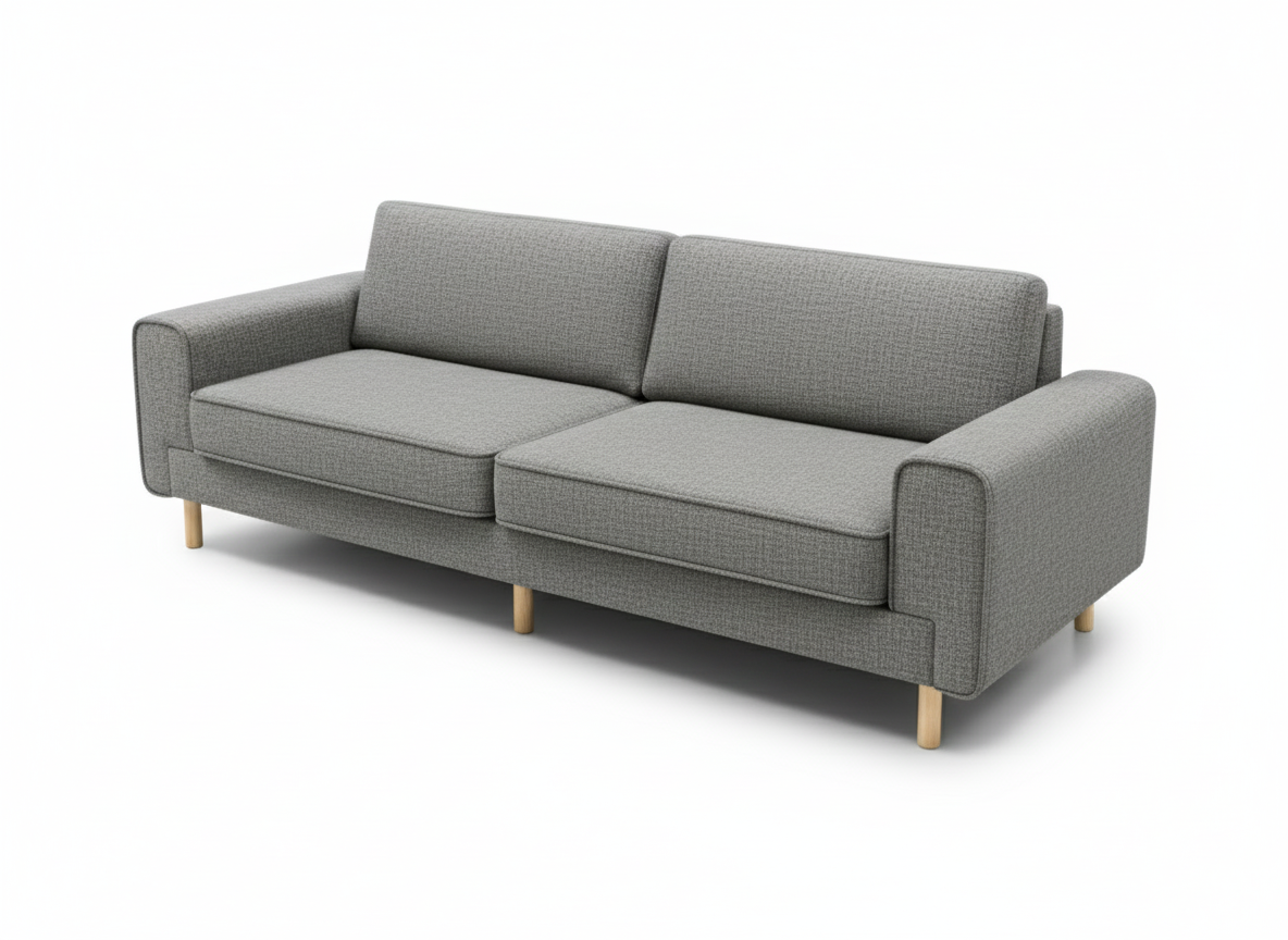 Rolivs Mokka Üçlü Koltuk | 220x 90 cm | Doğal Doku - Volkan Taşı