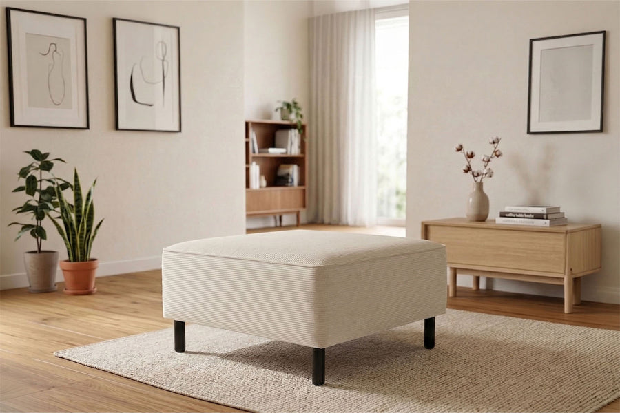 Rolivs Puf | 80 x 80 cm |  Fitilli Kadife – Şampanya Köpüğü