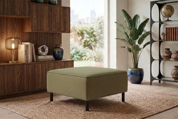 Rolivs Bukle Puf – Sahra | Modern, Yumuşak Dokulu, Dekoratif Oturma Pufu