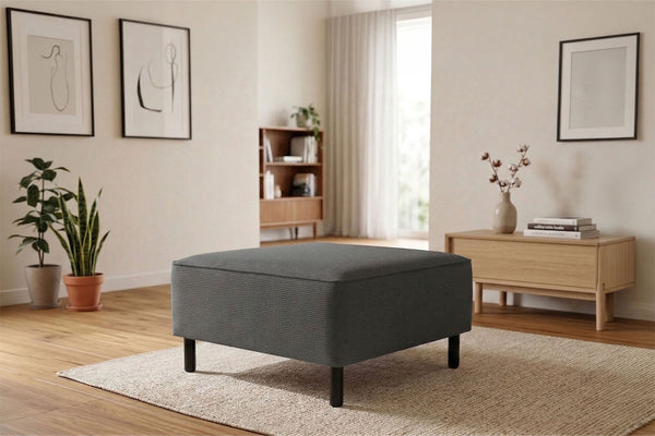 Rolivs Fitilli Kadife Puf – Toprak Tınısı | Modern, Yumuşak Dokulu, Çok Amaçlı Oturma Pufu