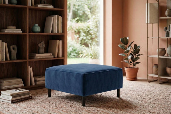 Rolivs Kadife Puf – Deniz Taşı | Modern, Yumuşak Dokulu, Dekoratif Oturma Pufu