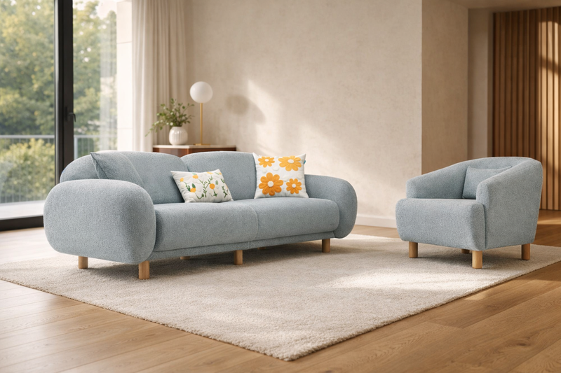 Rolivs Bonita Koltuk Takımı 3+1 – Aqua | Ferah ve Modern Tasarım
