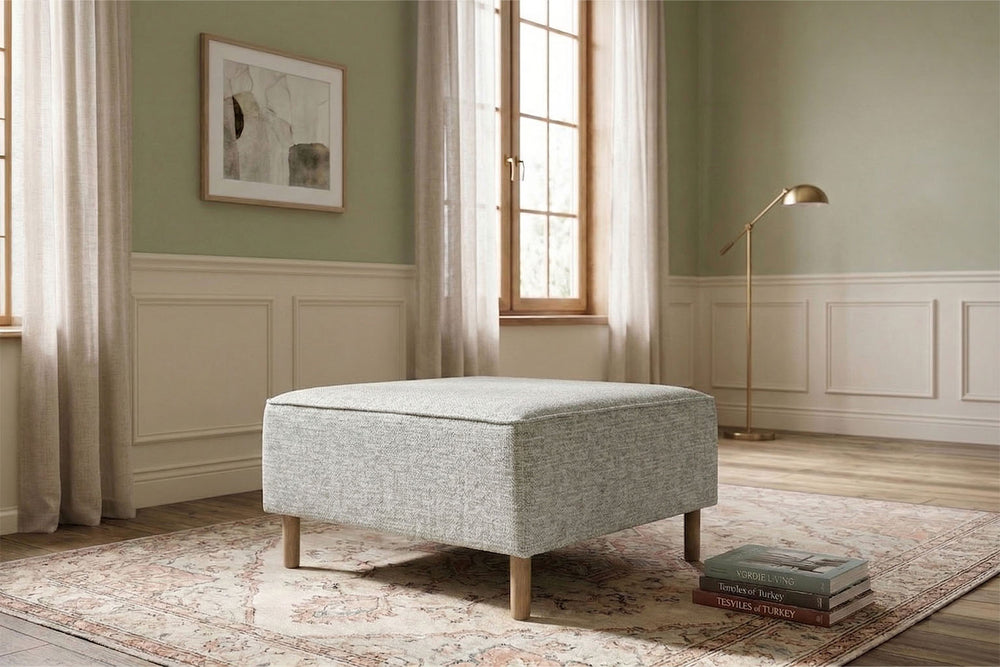 Rolivs Puf | 80 x 80 cm | Doğal Doku – Titanium